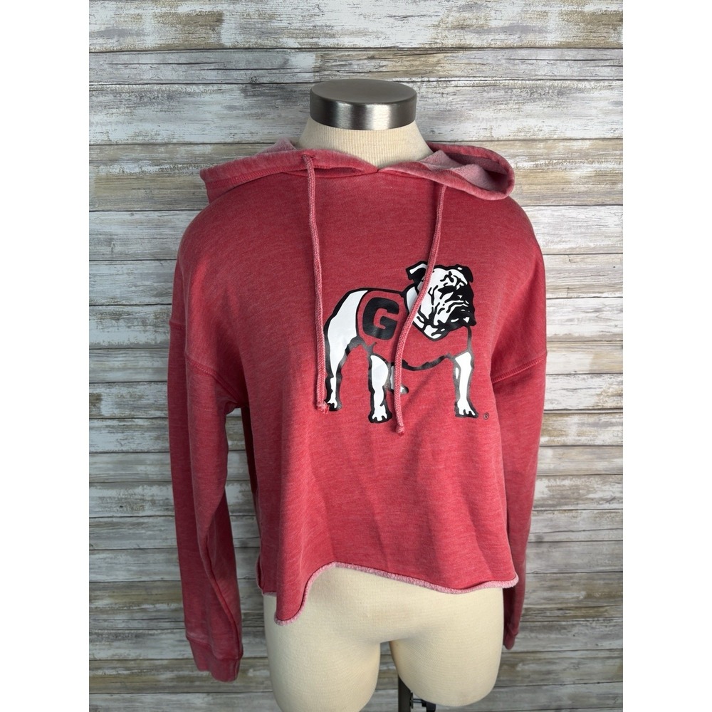 Georgia Bulldogs College Red Cropped Hoodie Sweatshirt Colosseum Athletic Size M